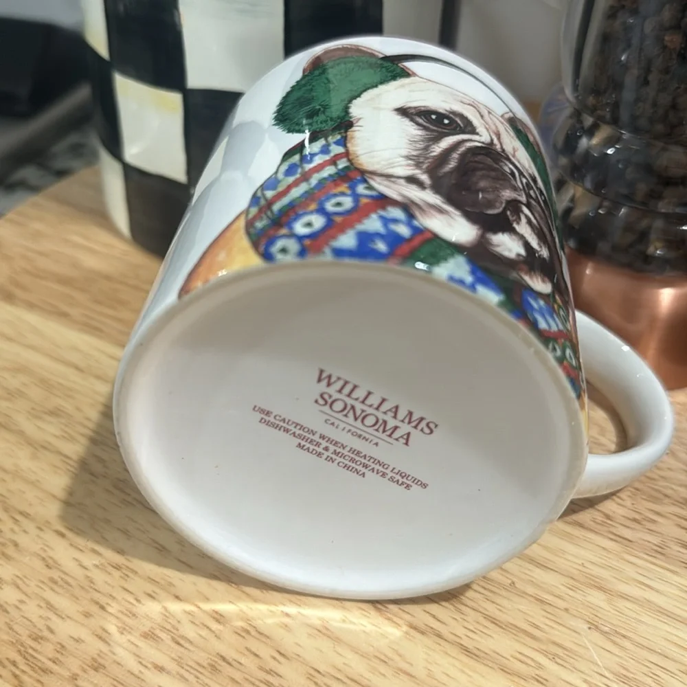 Williams Sonoma French Bulldog Mug with Colorful Design